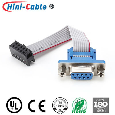 D-SUB 9Pin with Screw to IDC 2x5Pin Flexible Flat Ribbon with Red Side Signal Transmission Connecting Wire Assembly