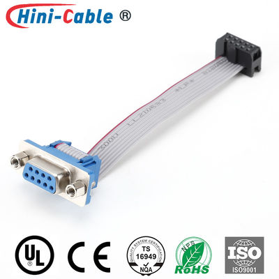 D-SUB 9Pin with Screw to IDC 2x5Pin Flexible Flat Ribbon with Red Side Signal Transmission Connecting Wire Assembly