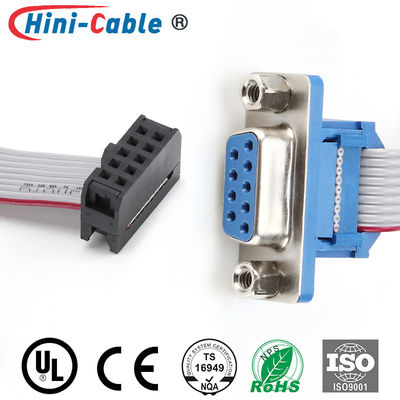 D-SUB 9Pin with Screw to IDC 2x5Pin Flexible Flat Ribbon with Red Side Signal Transmission Connecting Wire Assembly