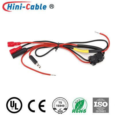Bullet Male Terminal &amp; DC3.5mm Female Connector to Vinyl-Fully Insulated Female Terminal with Waterproof Connector