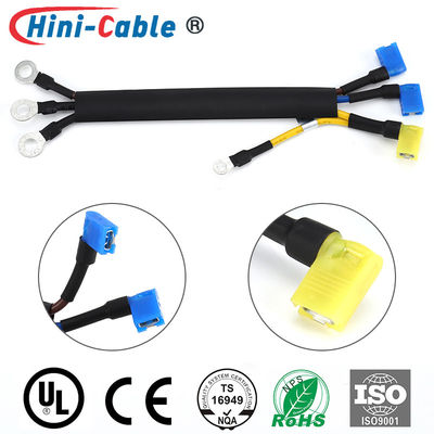 Fully-Insulated Flag Terminals to Ring Terminals &amp; Ground Wire with Heat Shrink Tube Power Control Wire